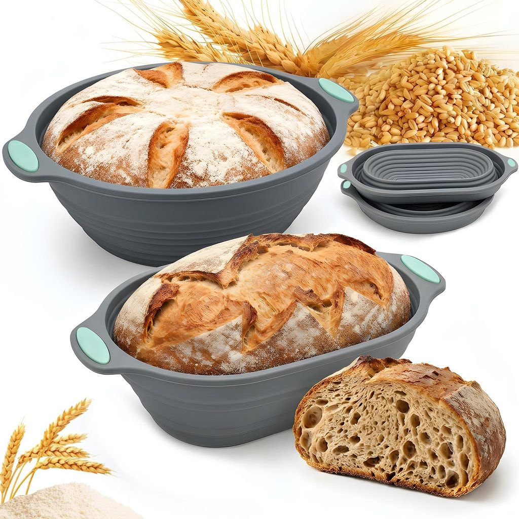 2 Stk Brotkorb faltbare & waschbare Silikon Gärkörbchen Produktbild 