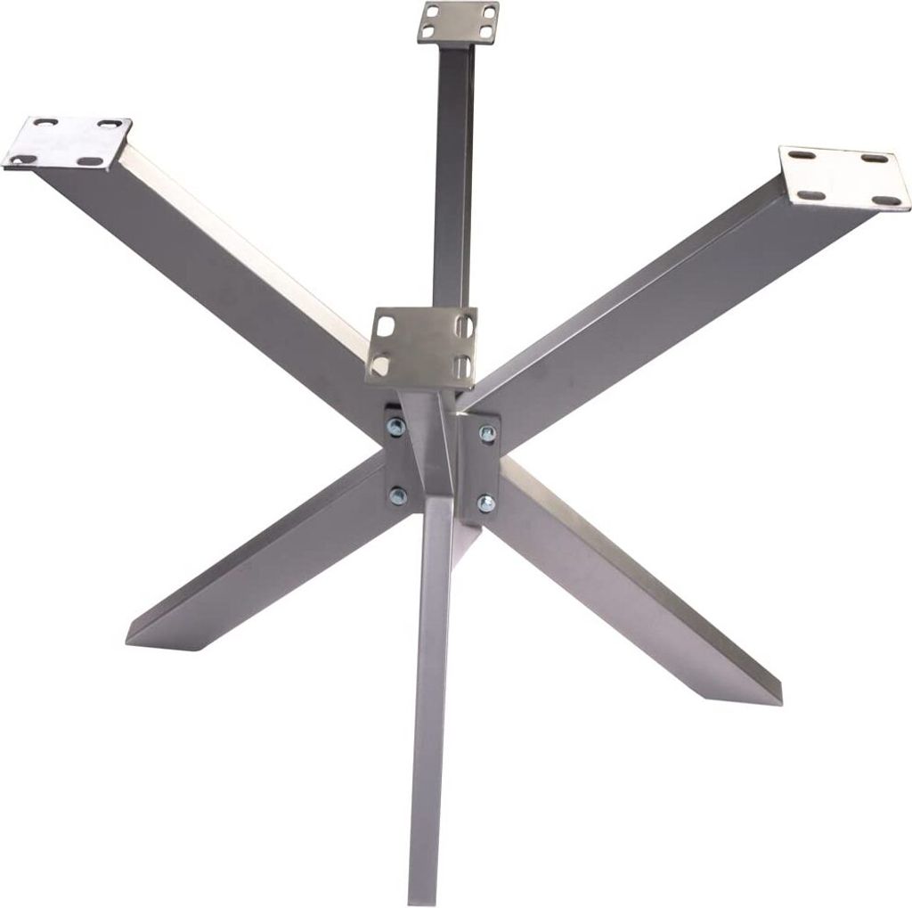 Spider-Tischgestell, Roheisen Silber lackiert, Metallgestell für Holztische, Gestell mit vielseitiger Verwendbarkeit