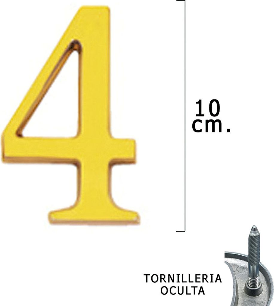 Nummer "4" Wolfpack aus Messing 10 cm + Schrauben, Blisterverpackung mit 1 Stück