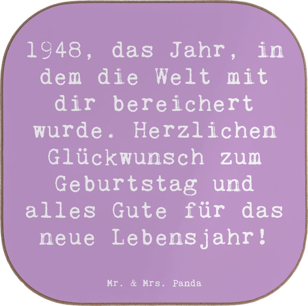 Mr. & Mrs. Panda Untersetzer für Gläser Spruch 1948 Geburtstag - Lavendeltraum - Geschenk, Geburtsjahr, Design, Erinnerungen, bieruntersetzer, Fe...