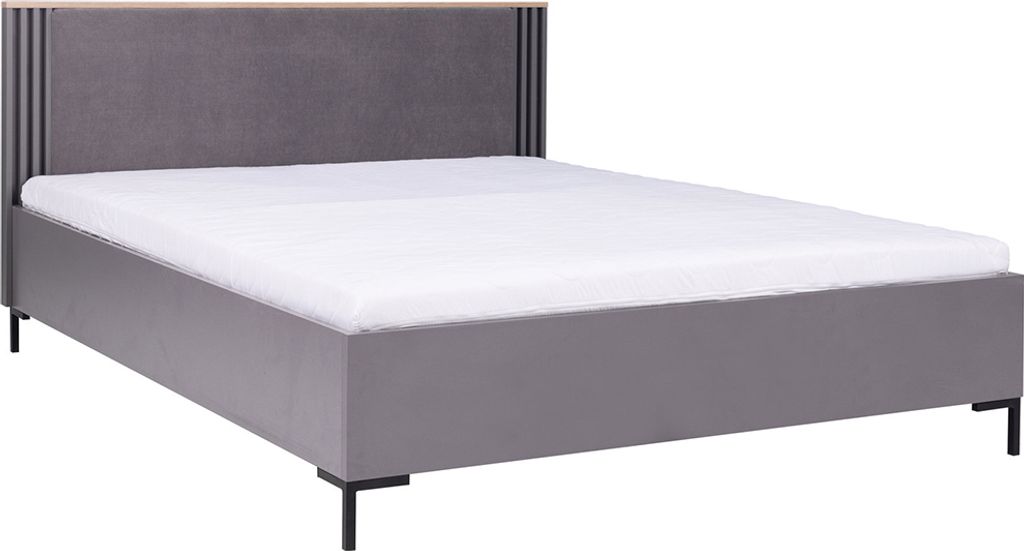 Jugendzimmer-Bett 160x200 cm in Anthrazit mit Bettkasten, Polsterkopfteil ANTIGUA-133