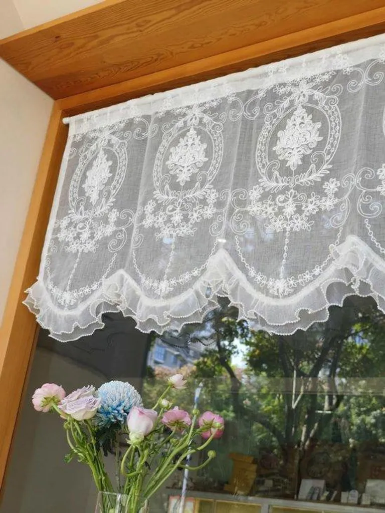 Rideau de bistrot blanc pour fenêtre - Store Barok occultant 65x116