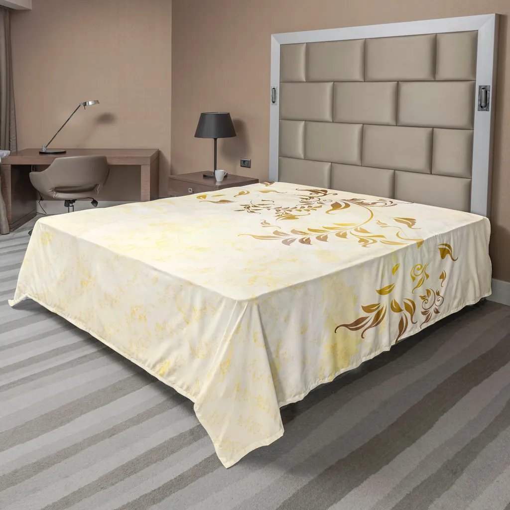Drap de lit décoratif beige 275x260 cm idéal pour une chambre vintage
