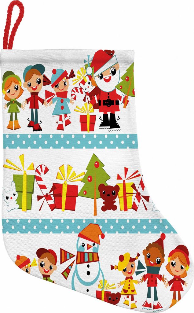 ABAKUHAUS Weihnachten Hängende Nikolausstiefel Weihnachtssocken, Joy Kinder Weihnachts, Weihnachtsstrumpf zum Aufhängen, 25x35cm, Mehrfarbig