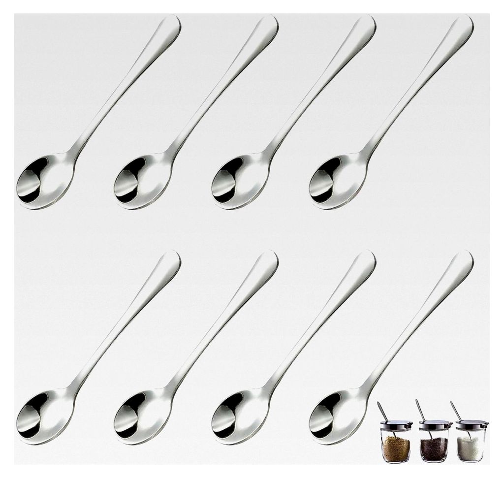 8 Stück Espressolöffel, kleine Löffel, Teelöffel, Mini Espresso, Edelstahl für Gewürzgläser, Gewürzlöffel, Größe 7,5 cm