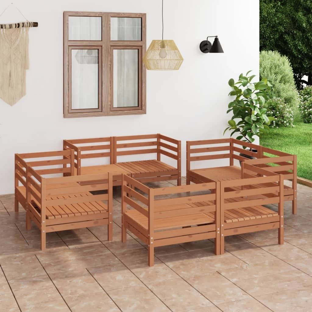 Maison Exclusive - 8-tlg. Garten-Lounge-Set Honigbraun Massivholz Kiefer