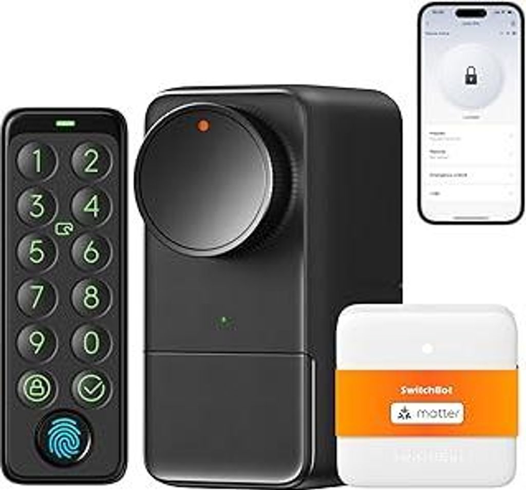 SwitchBot WLAN Smart Lock Pro mit Touchscreen-Tastatur, Türriegelschlösser, Smartes Türschloss, Elektronisches Türschloss, Türöffner per App,...