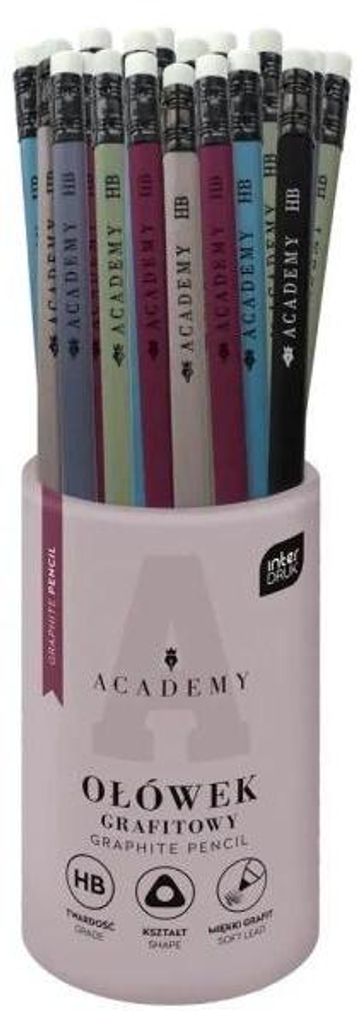 Dreieckiger HB-Bleistift mit Radiergummi von Academy (36 Stück) – INTERDRUK