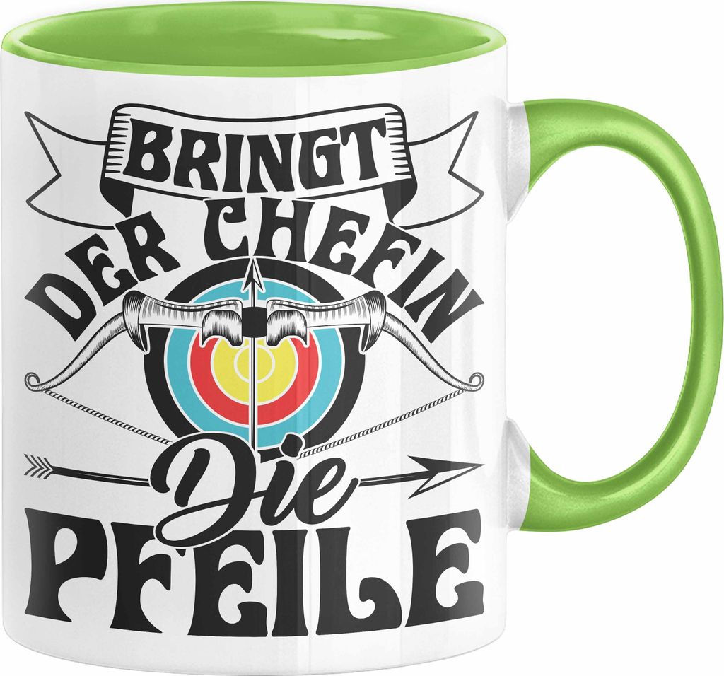 Bogenschützin Tasse Geschenk Frauen Bogenschießen Geschenkidee Pfeil und Bogen (Grün)