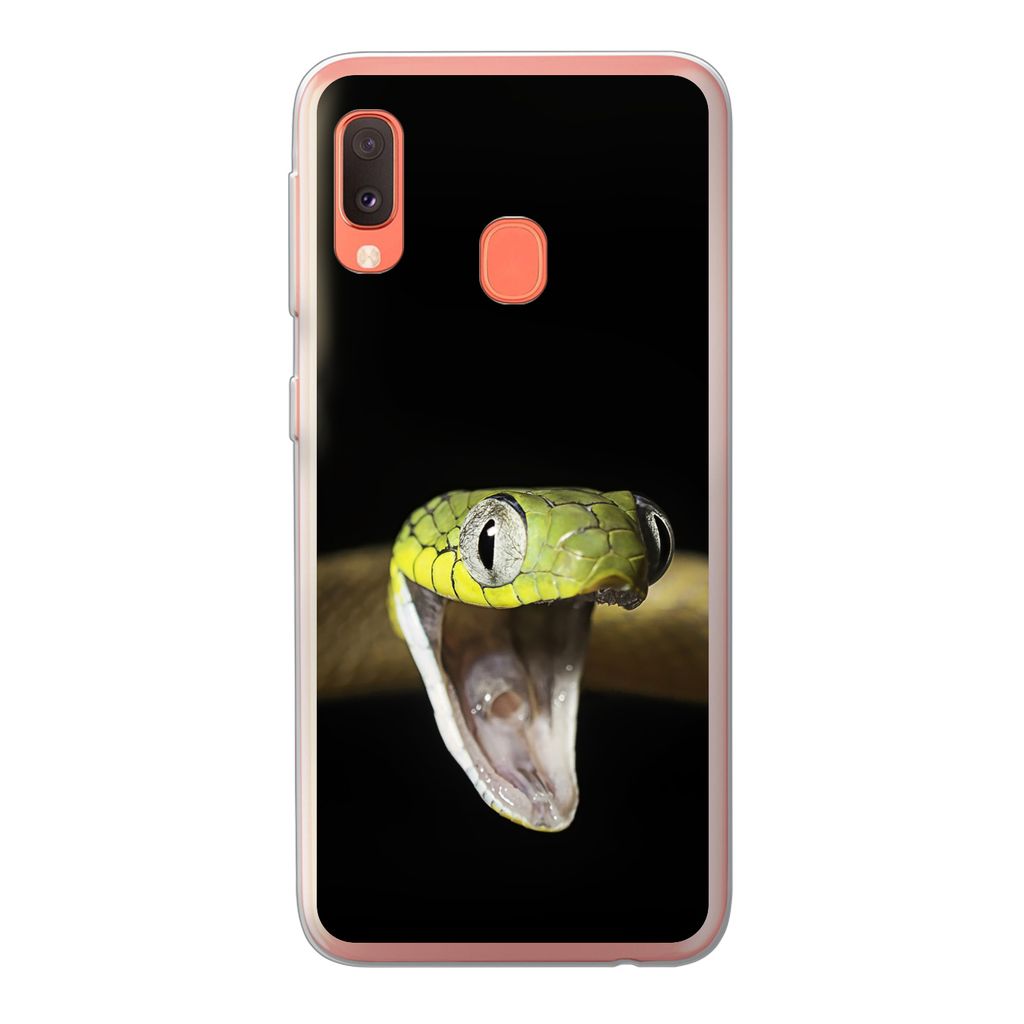 MuchoWow Handyhülle Schutzhülle Hülle für Samsung Galaxy A20e Schlange - Tier - Schwarz Silikon Softcase Handy Hülle - Abdeckung