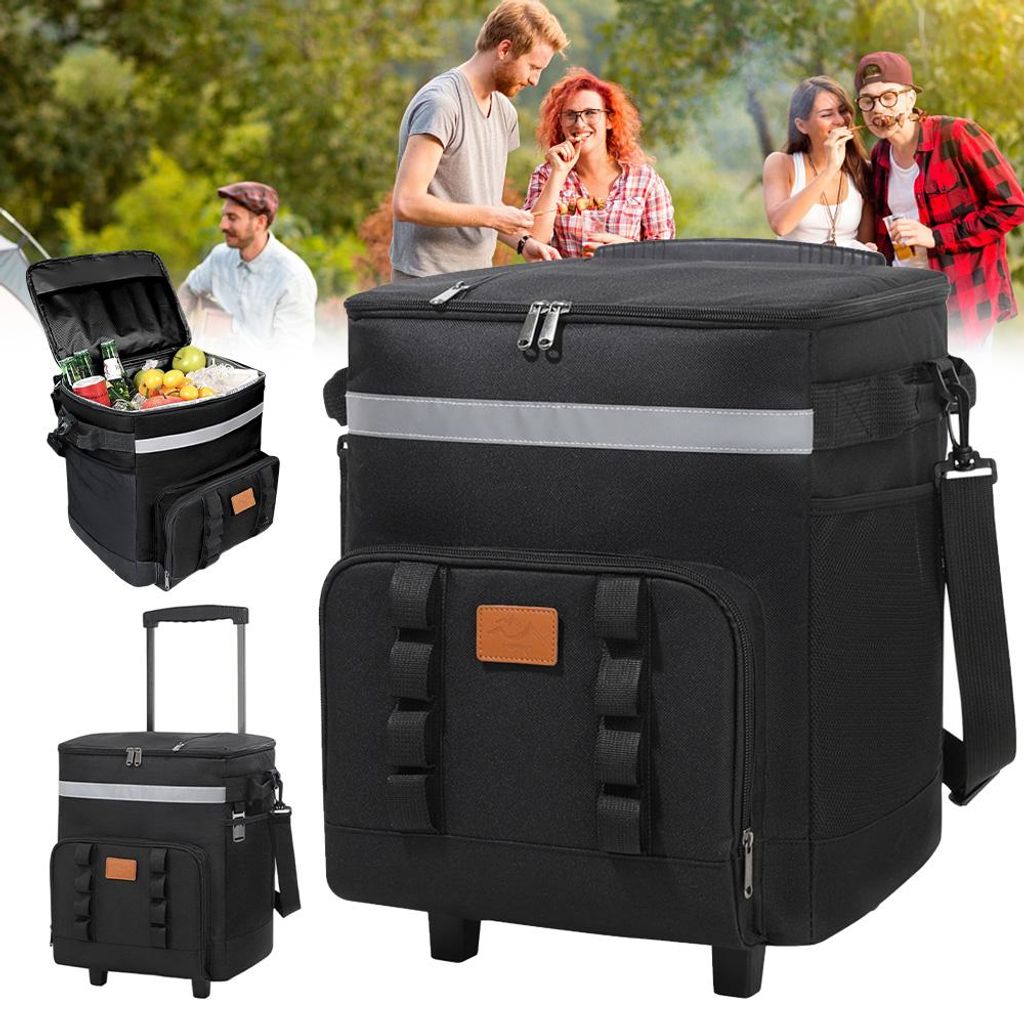 Trolley Kühlbox mit Rollen mit Picknicktasche & Kühltasche Produktbild 