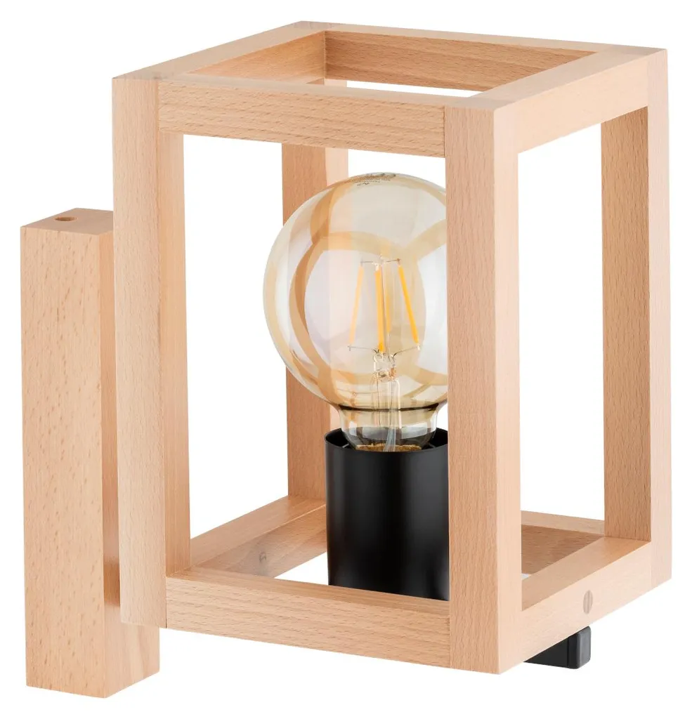 Applique Murale PAKO Alfa Bois Naturel et Noir IP20 - Luminaire 26x16x24cm