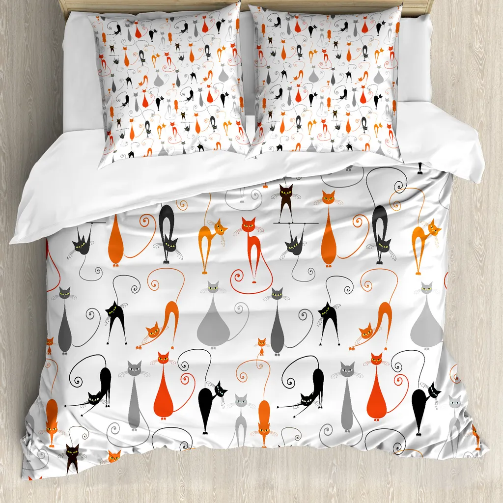 Set Copripiumino Gatti ABAKUHAUS Antiacaro Ipoallergenico 155x220cm