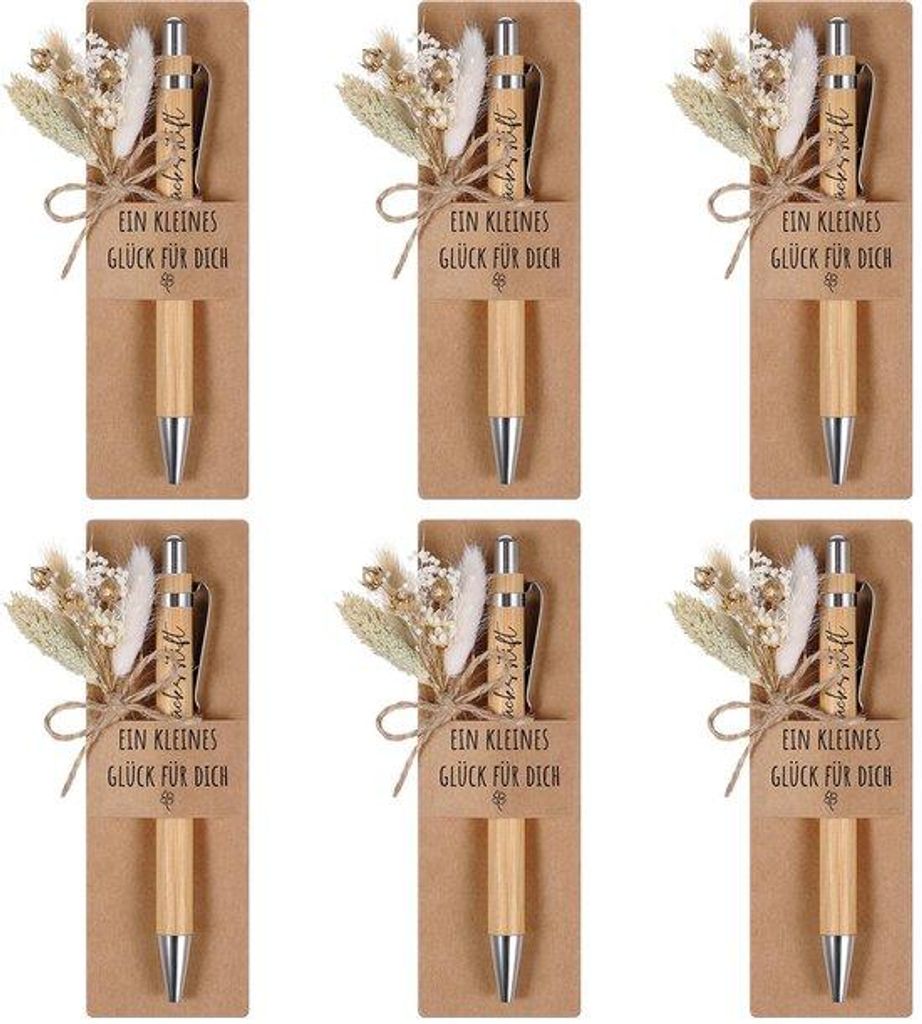 Holzstifte-Satz mit Trockenblumen - inklusive Papierhaltern - 6 Sets