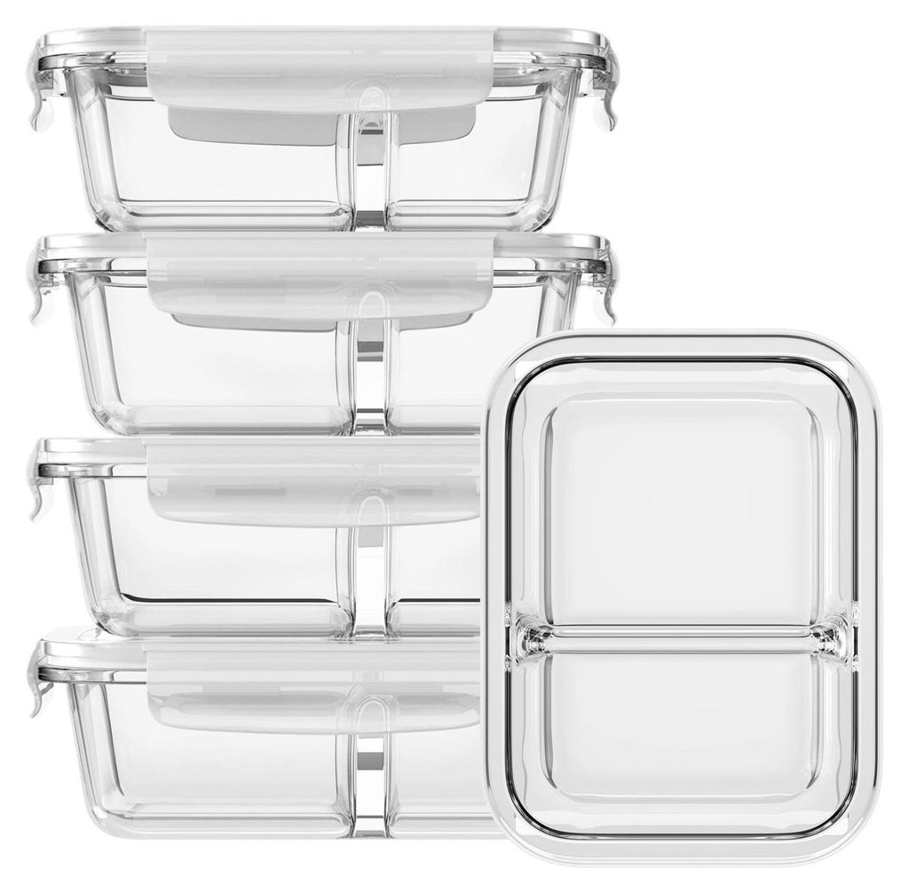 Vijdelige glazen containers met deksel Productafbeelding 