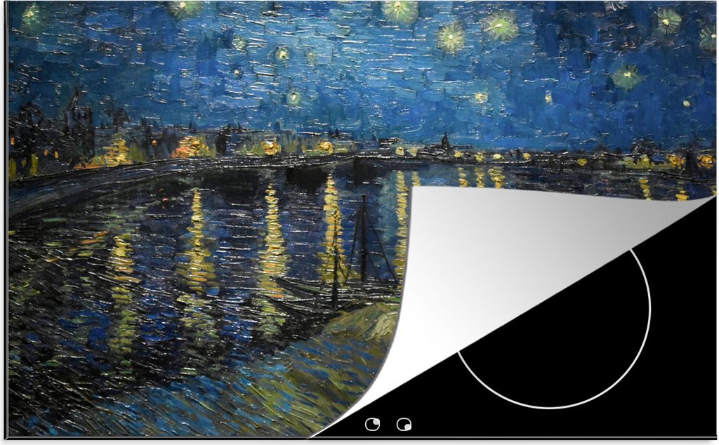KitchenYeah Herdabdeckplatte Van Gogh - Brücke - Alte Meister , 81x52cm, Küche Deko, Glaskeramikkochfeld Herdabdeckung, Abdeckplatte fùr Kochfeld
