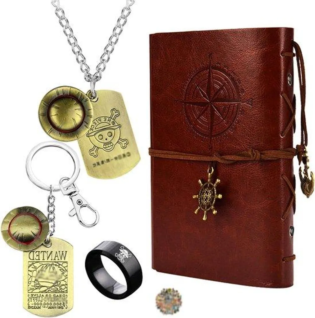 Coffret Cadeau Anime avec Bijoux Crâne et Carnet Pirate 14 Accessoires