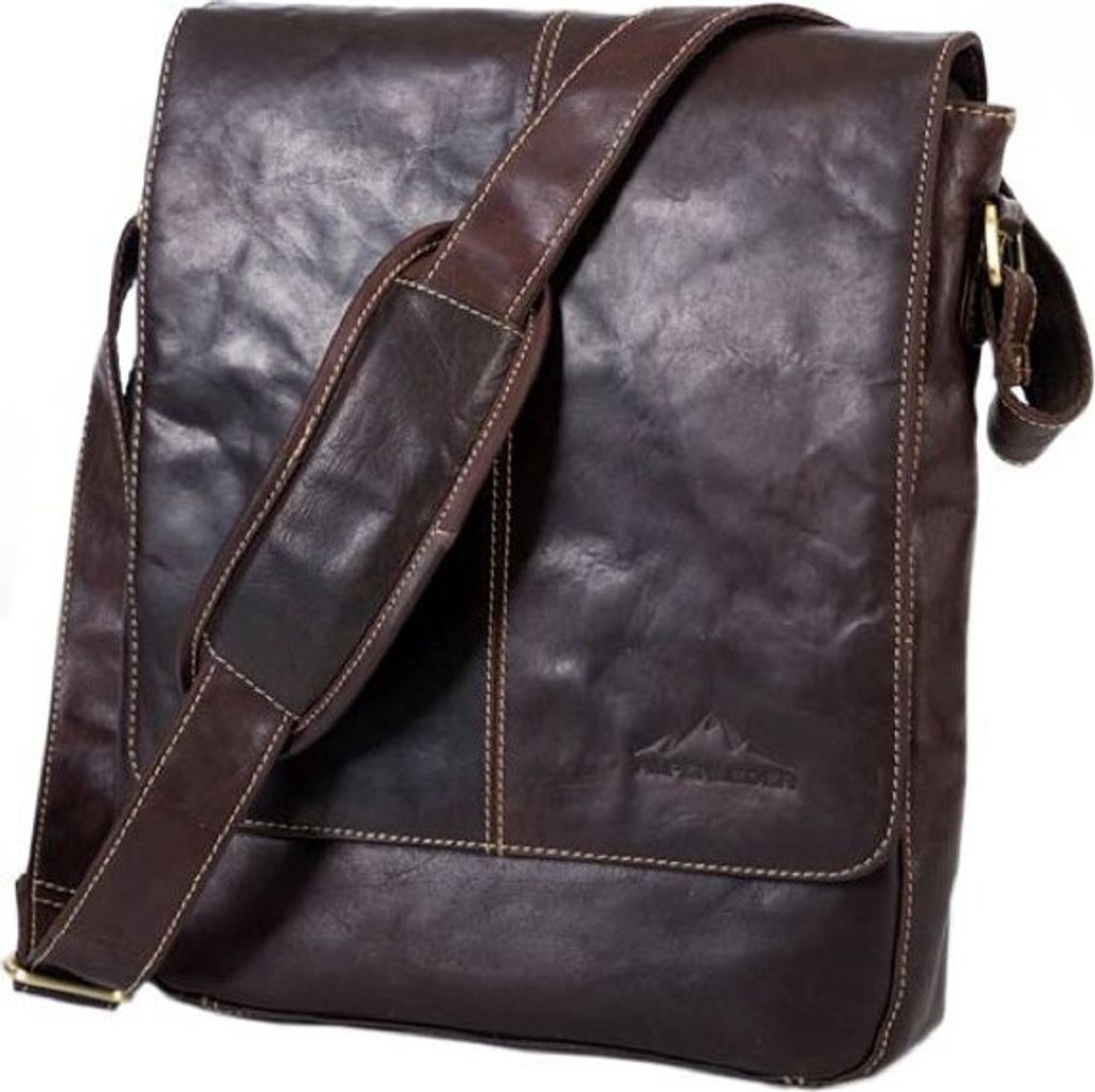 Alpenleder Messenger Bag Kansas Brandy Echt Leder Büffel-Leder
