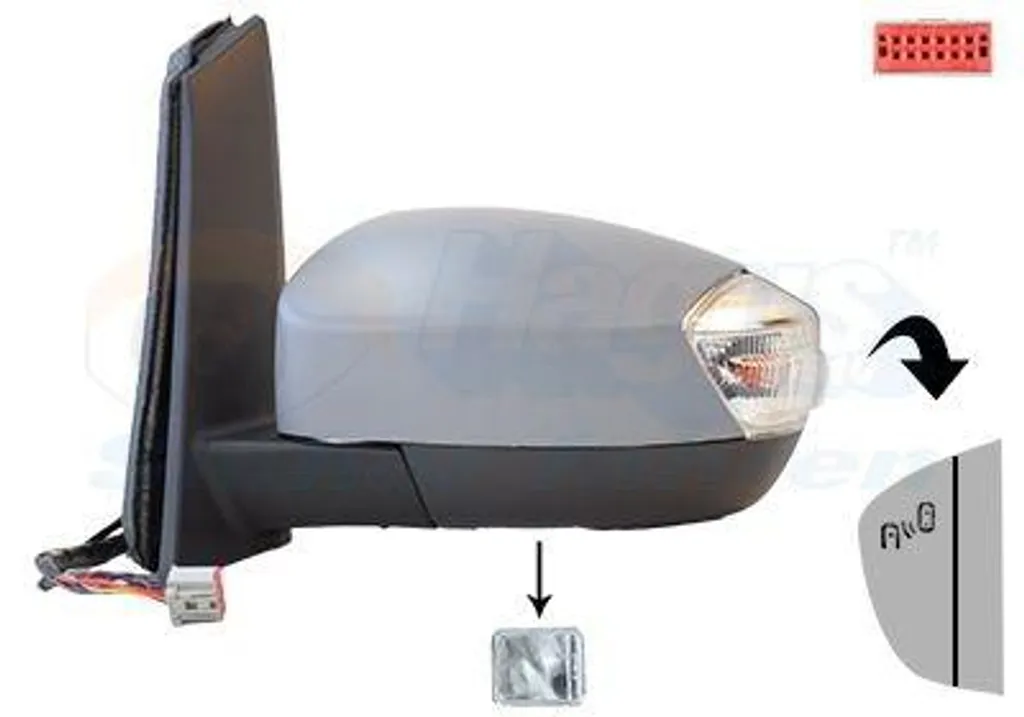 Rétroviseur Gauche VAN WEZEL 1966827 pour FORD C-MAX II Chauffant