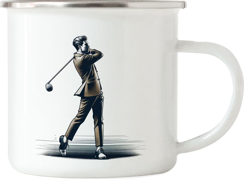 Schicker Golfspieler im Anzug Emaille Tasse - Business Golfer