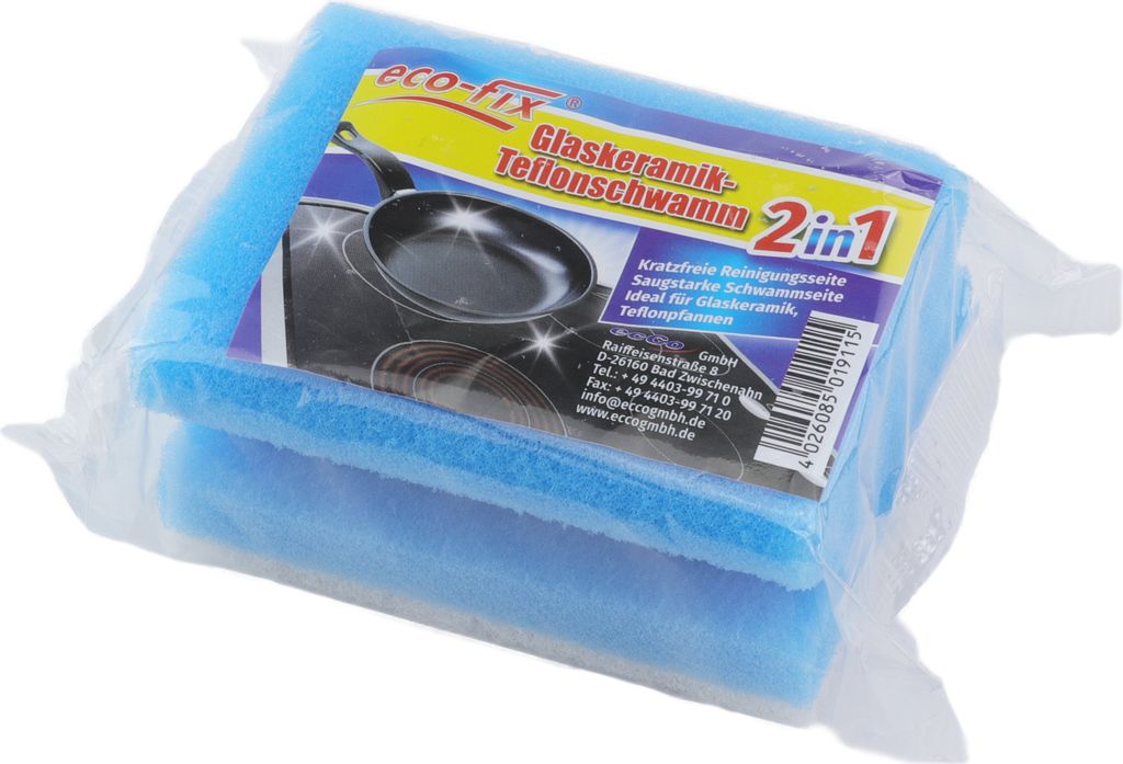 WECO eco-fix Glaskeramik Teflon Schwamm eckig, 9,5x7x4,5cm Produktbild 