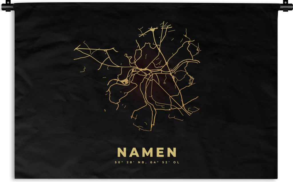 MuchoWow Wandteppich Wandbehang Namur - Karte - Gold - Belgien - Stadtplan - Karte 90x60 cm Tapisserie Dekoration Wandtuch - Wandskulpturen - Bil...