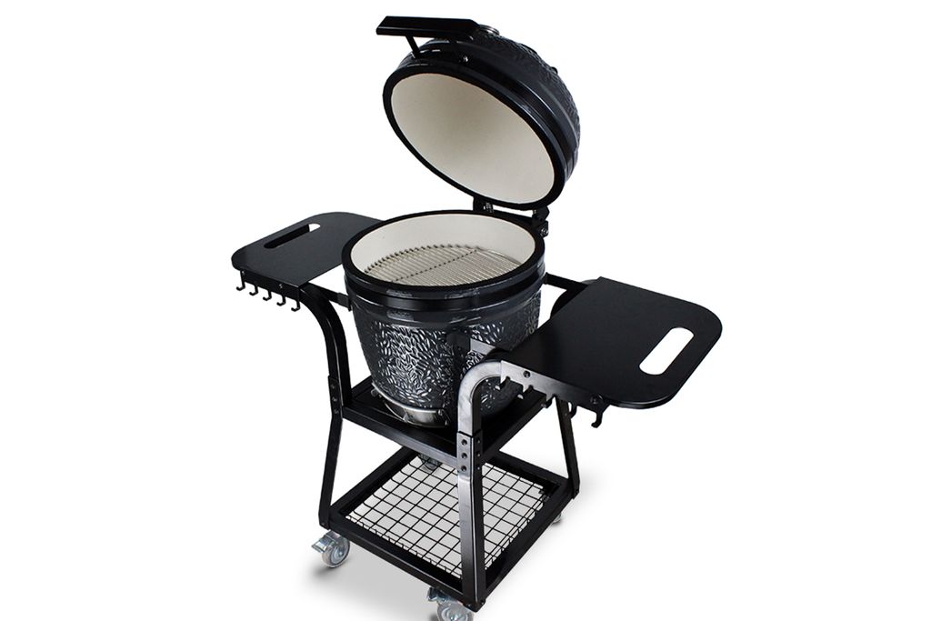 Kamado SE-19TR Grill mit Trolley Schwarz 50cm Grilldurchmesser BBQ Keramik Holzkohlegrill Grill mit Holzkohle