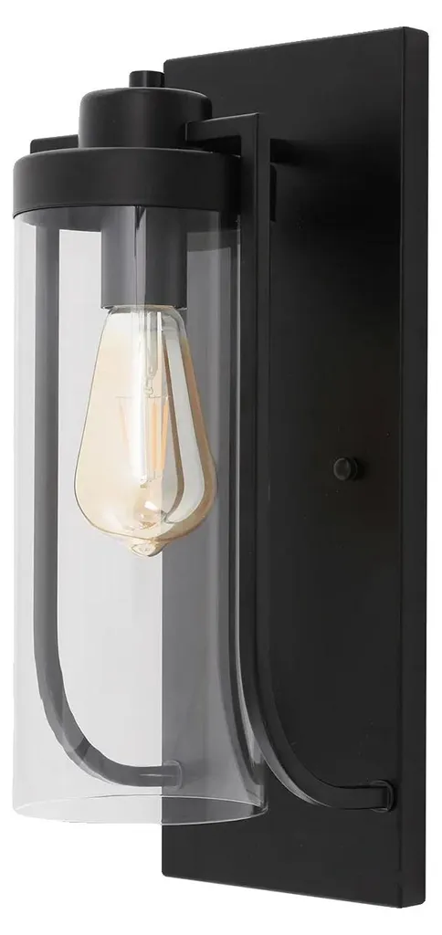 Applique murale design noir avec abat-jour en verre transparent RGB