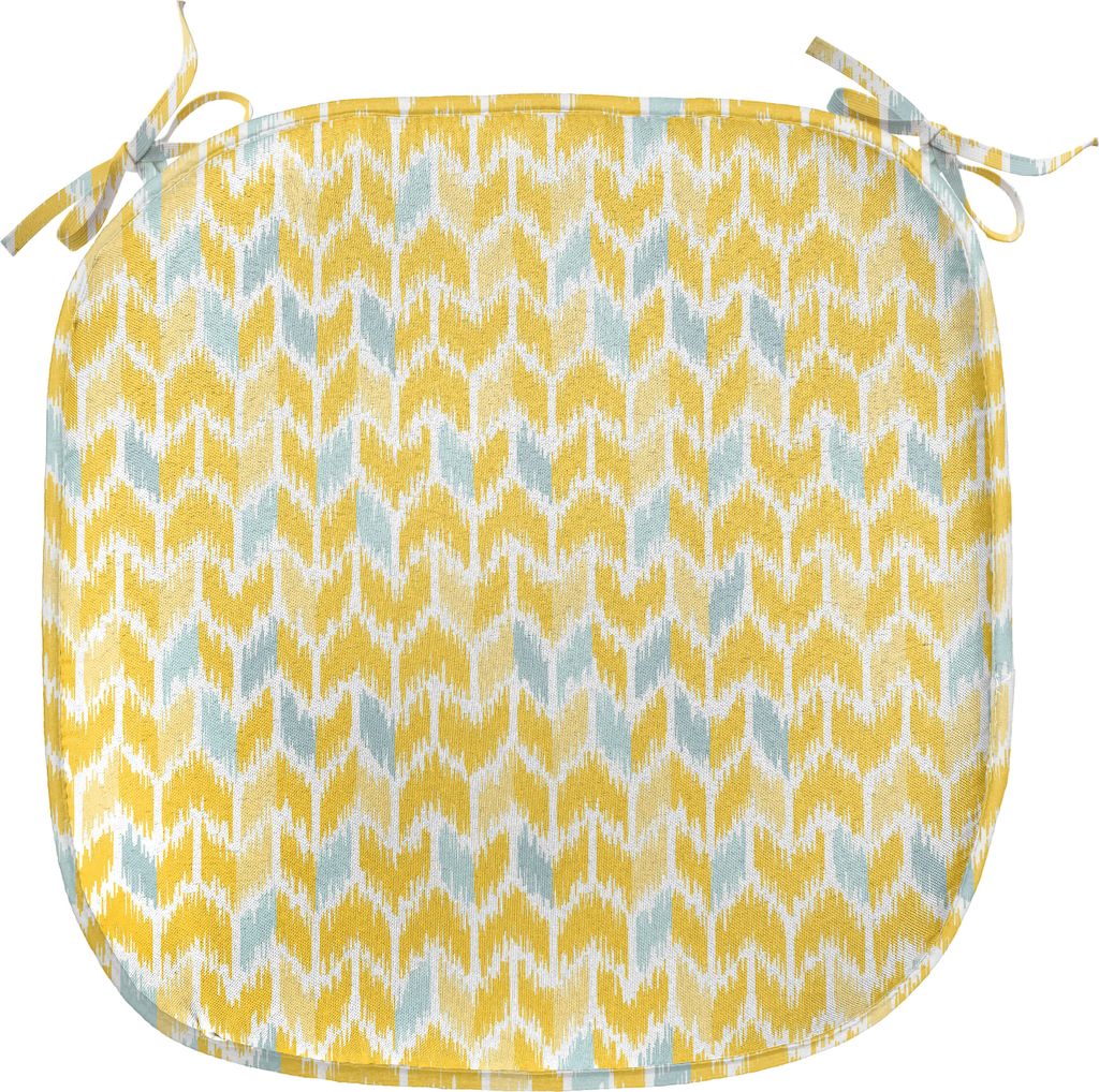 ABAKUHAUS Yellow Chevron Polster für Esszimmerstühle, Ikat Stil Tile, Dekoratives wasserfestes Kissen mit Riemen für Küchensitze, 40 cm x 40 cm...
