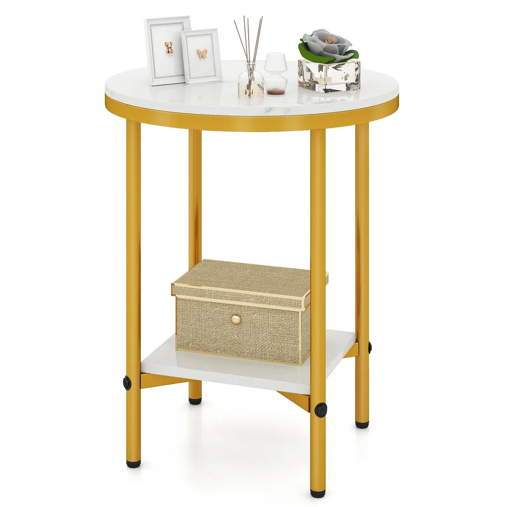Table de salon ronde pour petit espace plateau marbre 51 cm de haut