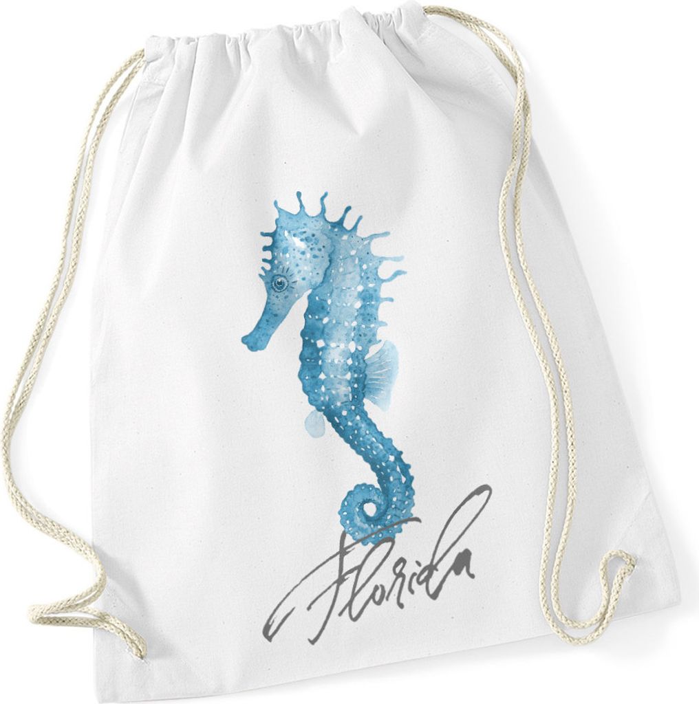 Flamingo Turnbeutel Seepferdchen Watercolor Autiga weiss - Seepferdchen unisize