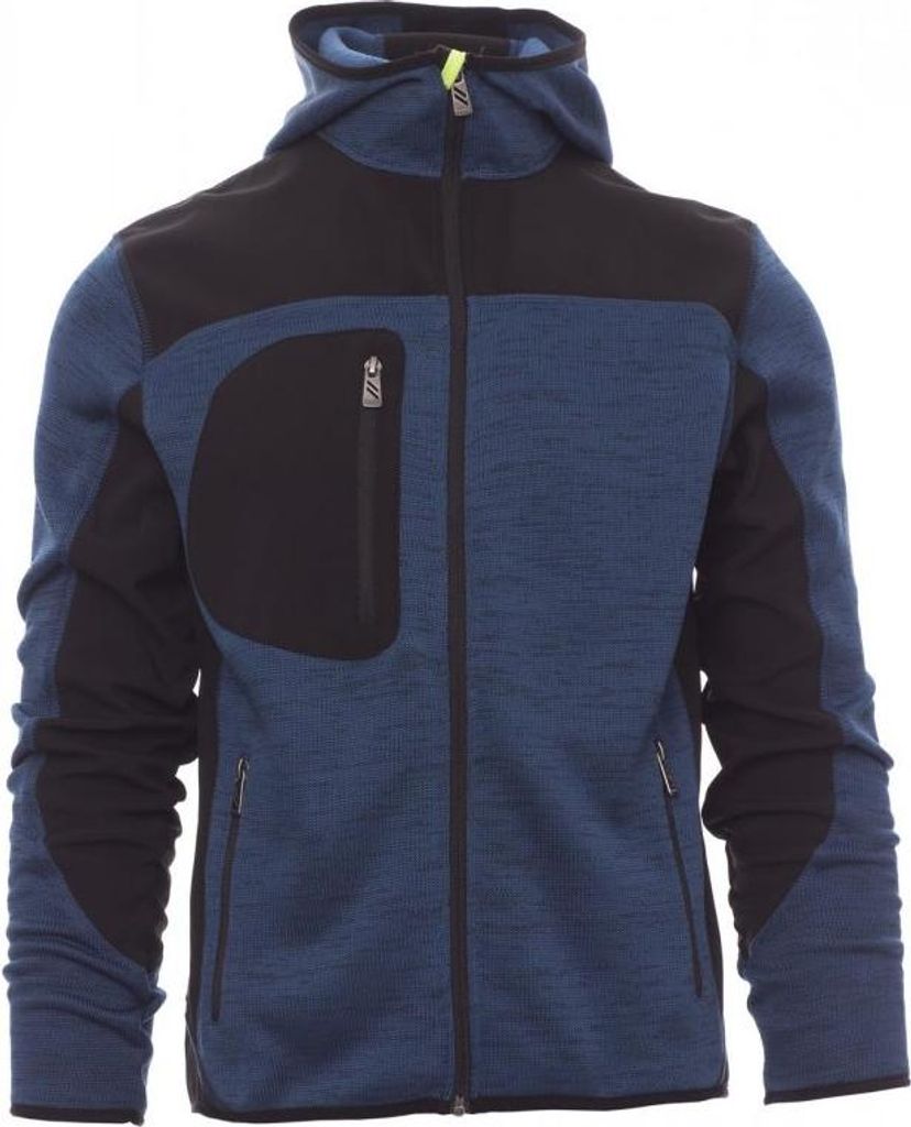 Softshelljacke Zweifarbig "TRIP" - Payper Blau Meliert/Schwarz-Fluogelb XL