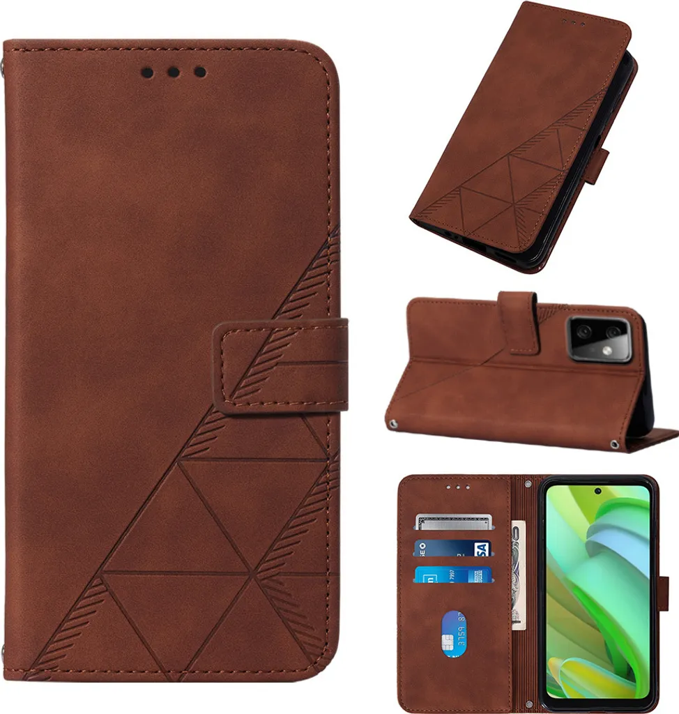 Custodia Portafoglio Marrone Motorola Moto G Power 5G 2023 - Pelle Goffrata