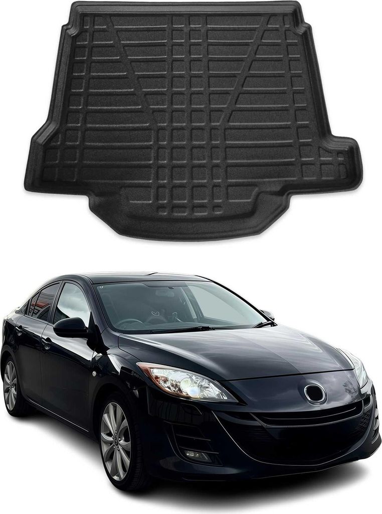 Kofferraumwanne Laderaumwanne für Mazda 3 2009-2012 Stufenheck Gummi TPE Schwarz