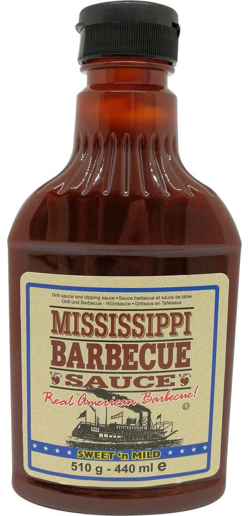 Verpackungsbild Mississippi Sweet Barbecue Grillsauce mild leicht süßlich 440ml