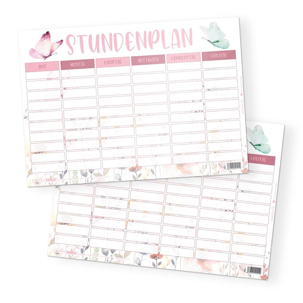 itenga Stundenplan Schmetterling DIN A4  einseitig Produktbild 