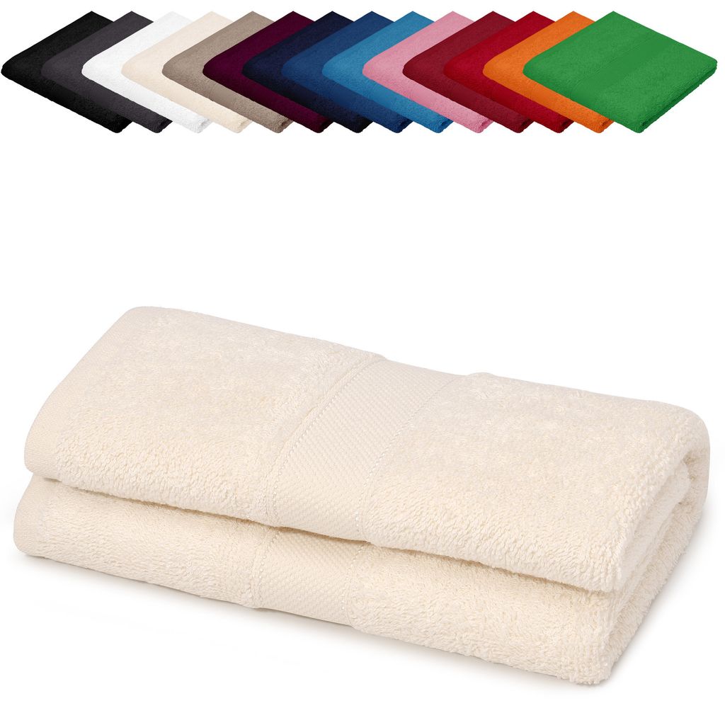Saunatuch XXL 100x200 cm Saunalaken Strandtuch Saunahandtuch 100% Baumwolle Badelaken, Farbe: Creme