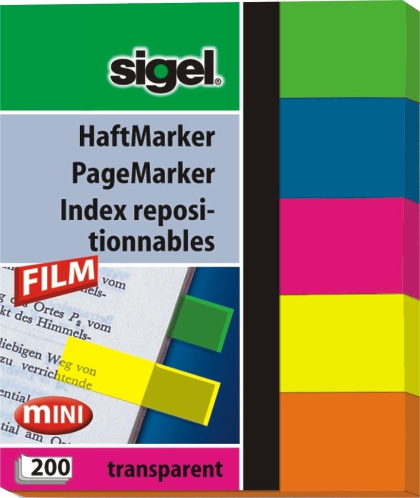 Haftmarker Film 12x60mm 5 Farben Packung mit 10 Stück