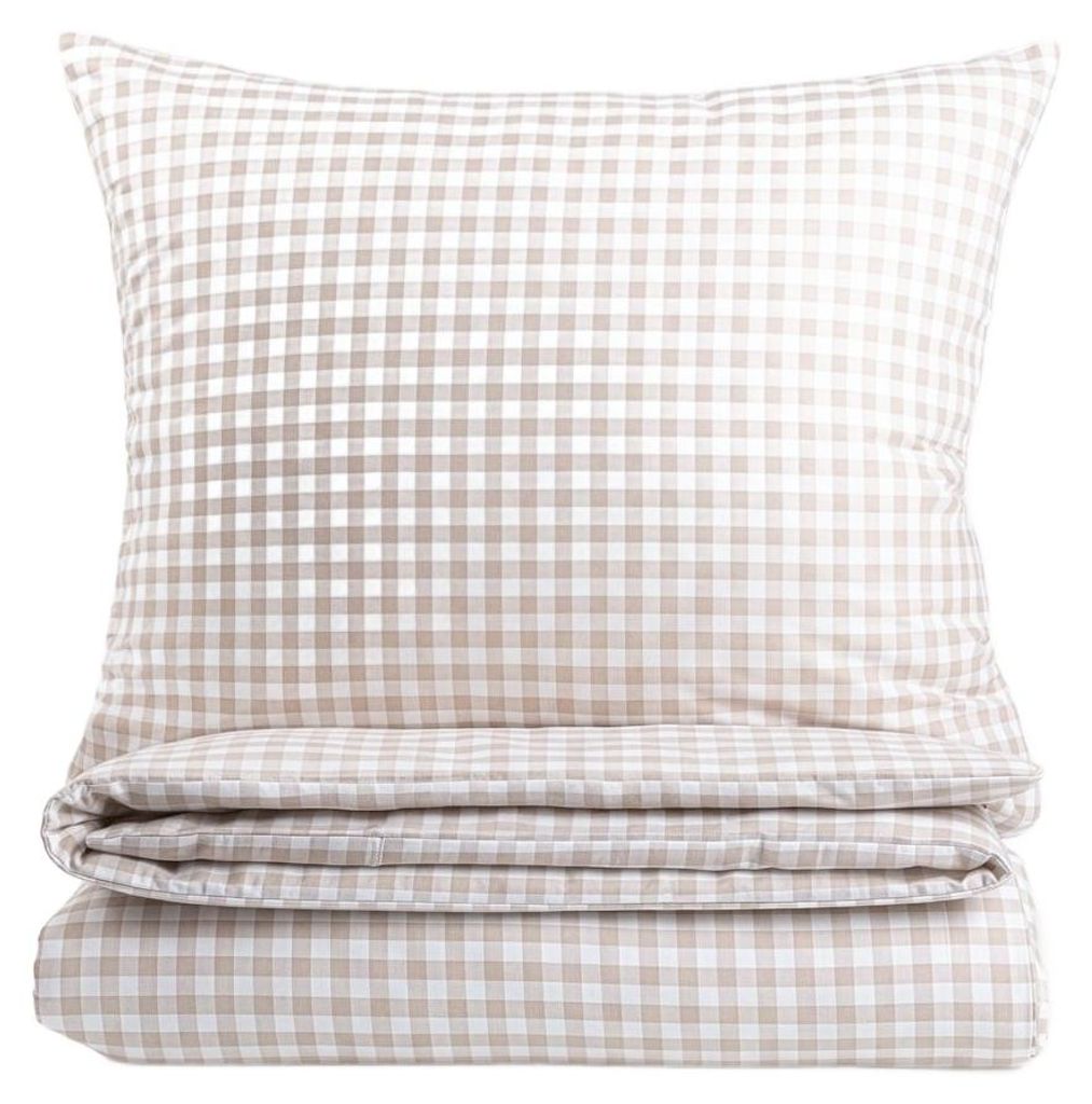 HOMLA Pościel WHISPER bawełniana w beżową kratkę 220x200 + Zdjęcie produktu 