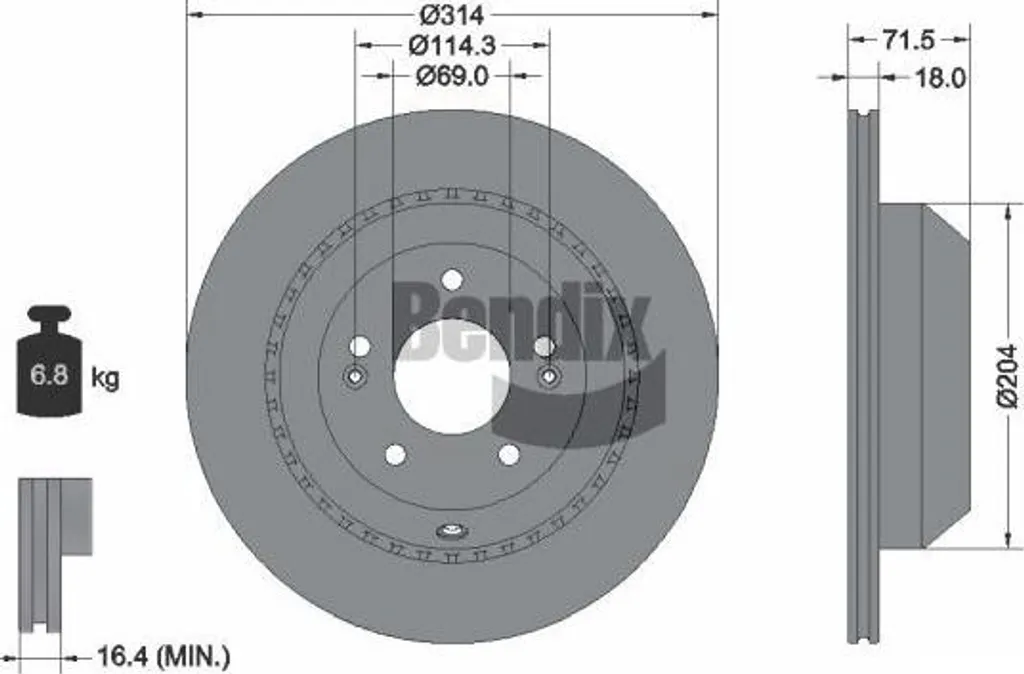 Disque de frein avant ventilé pour Sorento - Qualité BENDIX BDS2182