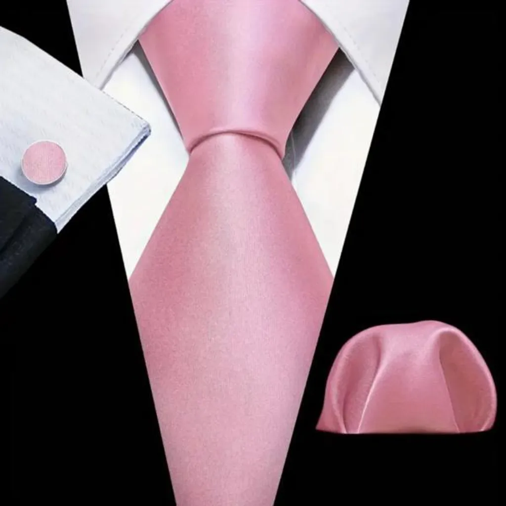 Cravate vieux rose pour mariage avec boutons de manchette coordonnés