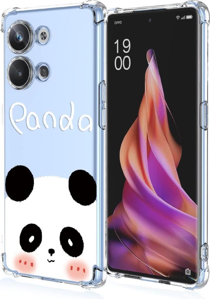 Hülle für Oppo Reno9 Pro, transparent, Panda, süß, süß, langlebig