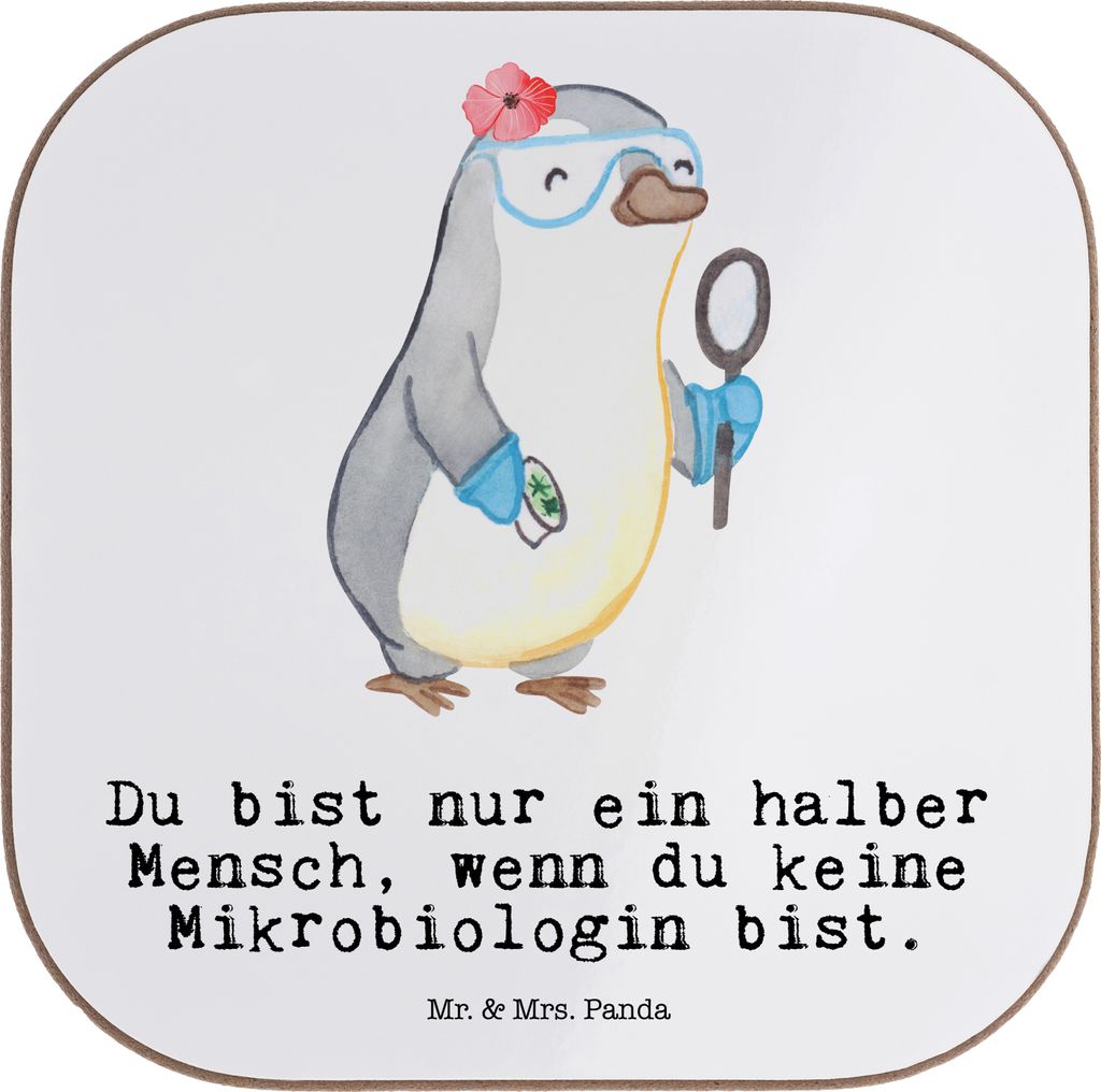 Mr. & Mrs. Panda Untersetzer für Gläser Mikrobiologin Herz - Weiß - Geschenk, Labor, Forschung, gläseruntersetzer, Spruch, Tassen, Coaster, Tis...