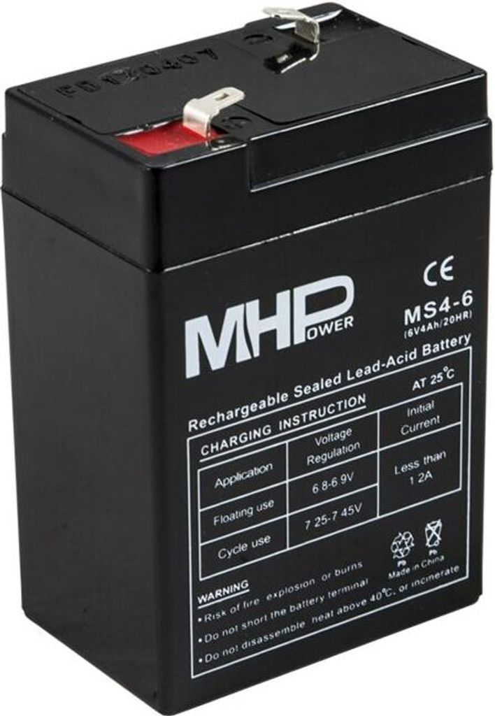 Pb akumulátor MHPower VRLA AGM 6V/4Ah (MS4-6) Image du produit 