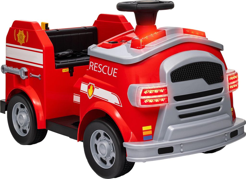 Feuerwehrauto, Elektro-Kinderauto, max. 3 km/h, Sirene, Blaulicht, Werkzeuge, für Kinder 3-5 Jahre