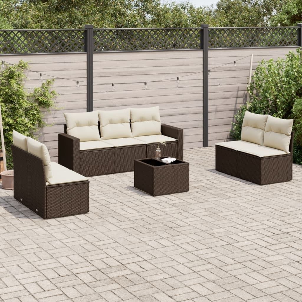 Maison Exclusive - 8-tlg. Garten-Sofagarnitur mit Kissen Braun Poly Rattan