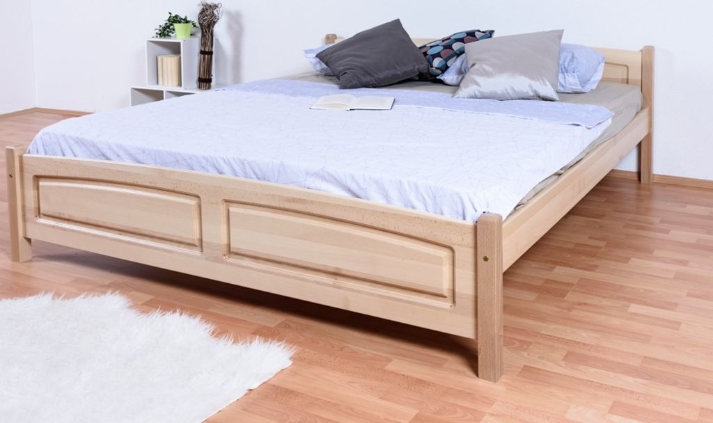 Doppelbett / Gästebett Buche massiv Vollholz natur 117, inkl. Lattenrost - 180 x 200 cm (B x L)