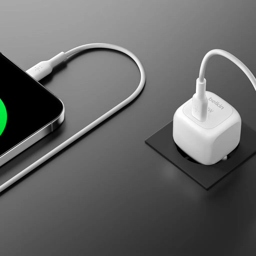 Chargeur USB-C 30W Belkin PD et PPS avec câble Lightning 1m blanc - 18