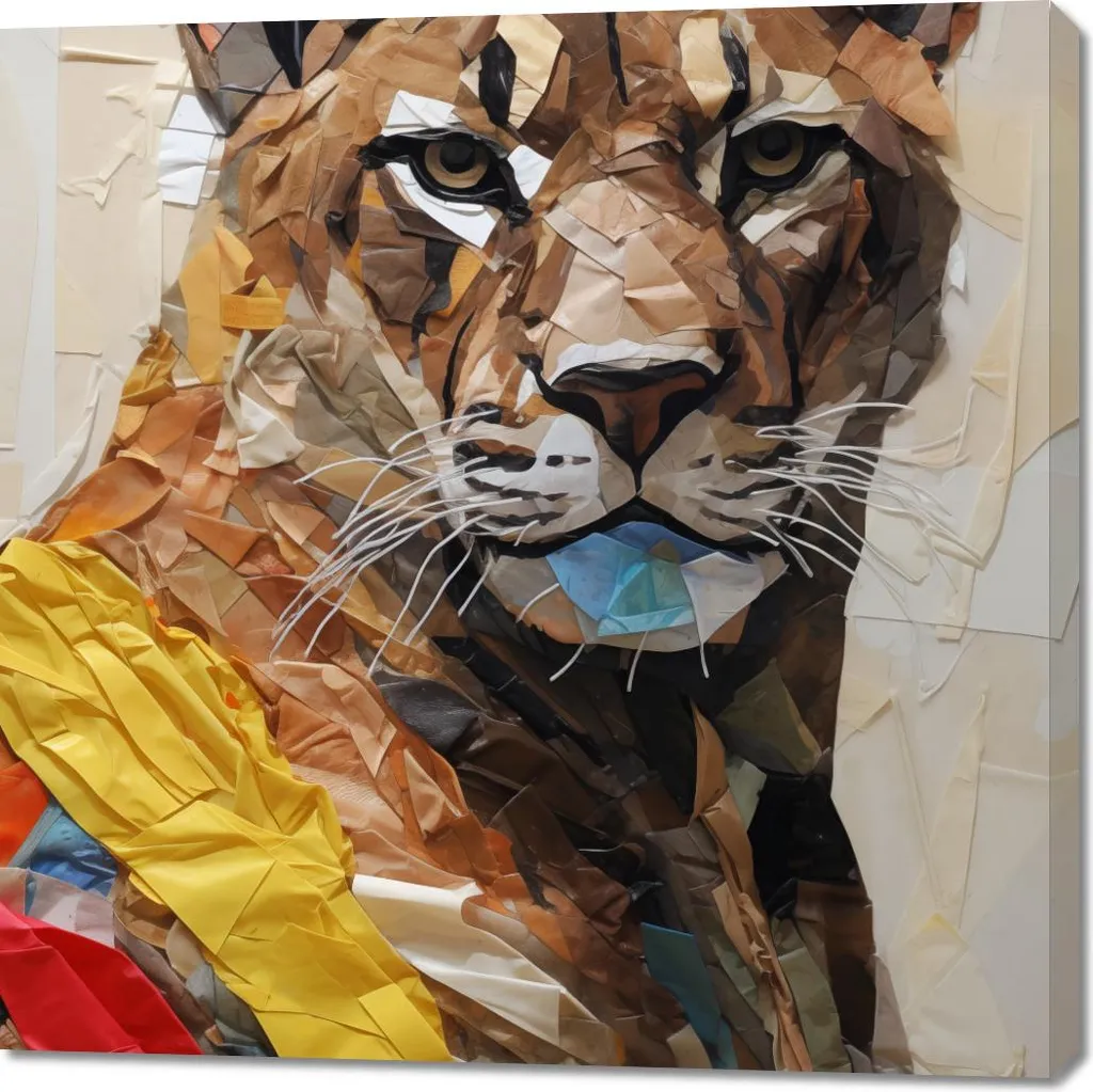 Image Tigre en papier 100x100 cm - Idée Déco Salon Ambiance Sauvage
