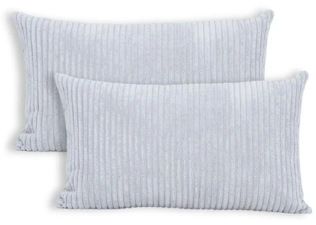 Housse de coussin velours côtelé gris clair 40x60 cm certifiée textile